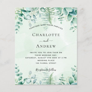 Wedding eucalyptus woodland budget invitation flyer