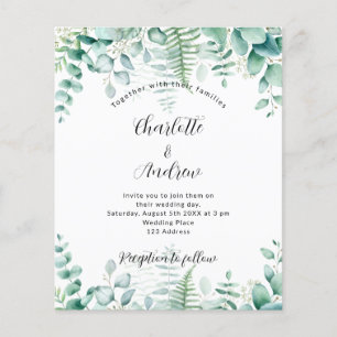 Wedding eucalyptus woodland budget invitation flyer