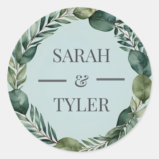 WEDDING EUCALYPTUS WREATH custom Sticker (Front)