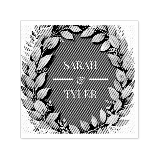 WEDDING EUCALYPTUS WREATH Sticker Self-inking Stamp (Design)