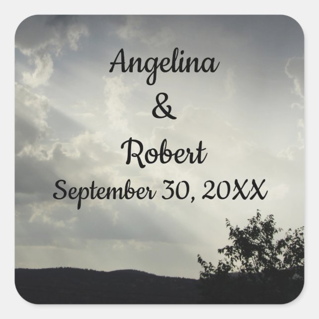 Wedding Evening Sky Black White Envelope Seal (Front)