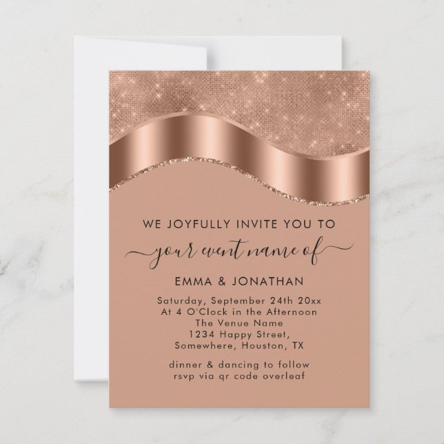 Wedding Event Bridal  QR Code Rose Gold Border  (Front)