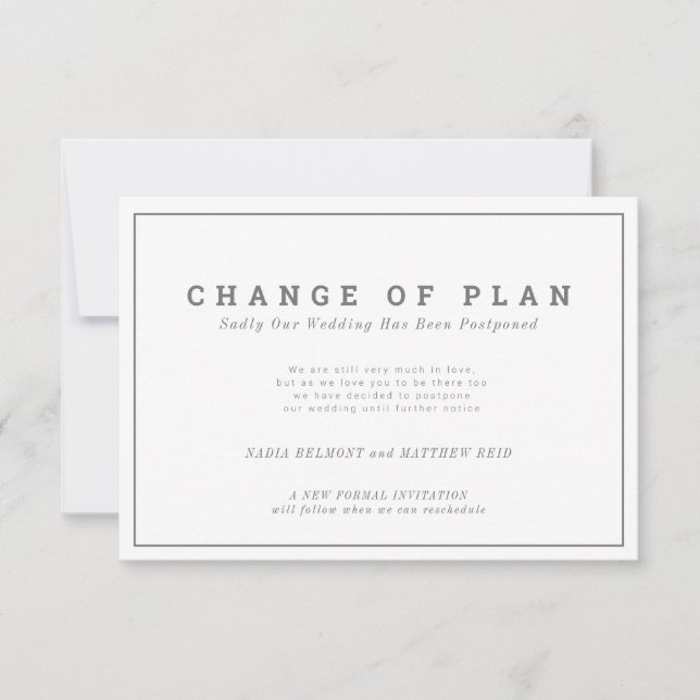 Wedding event change of plan postponed landscape save the date (Front)