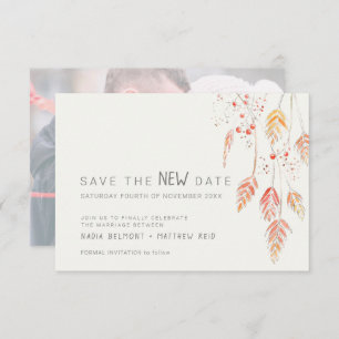 Wedding event change save the new date fall sketch save the date
