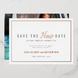Wedding event change save the new date rose gold