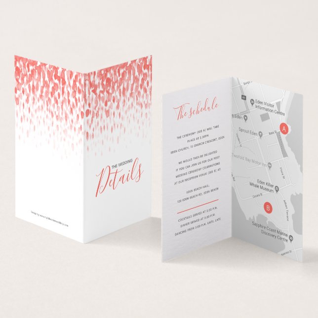 Wedding event details guest coral art schedule map (Inside and Outside)