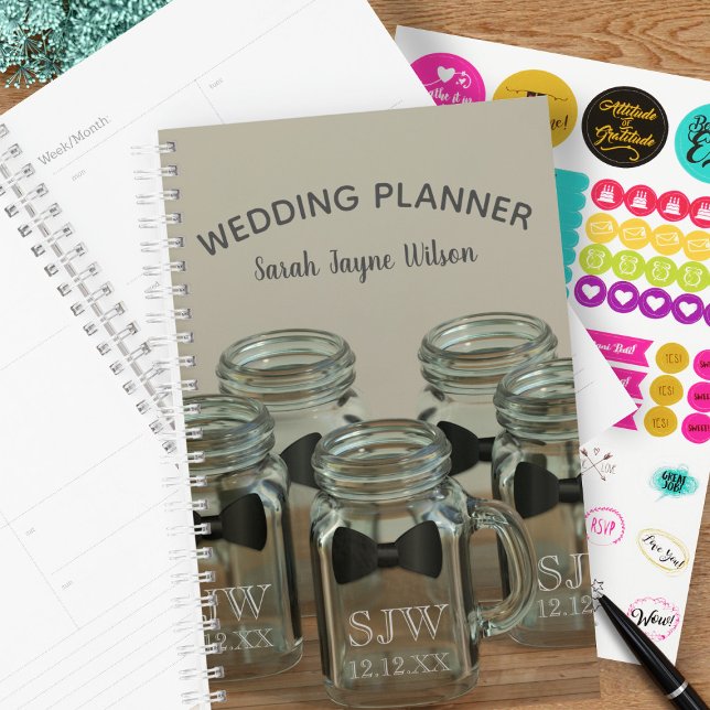 Wedding Event Manager Monthly Planner (Perfect for Wedding Planners that love mason jars. Add your name and wedding date)