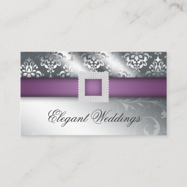 Wedding Event Planner Jewel Purple Silver Business Card (Front)