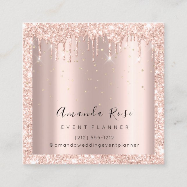 Wedding Event Planner Rose Gold Confetti Drips Lux Appointment Card (Front)