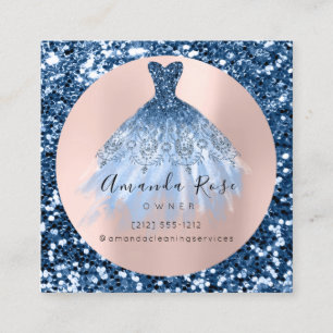 Wedding Event Planner Rose Style Glitter Blue Navy Appointment Card