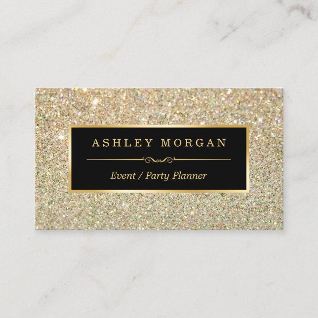 Wedding Event Planner - Sassy Beauty Gold Glitter Business Card (Front)
