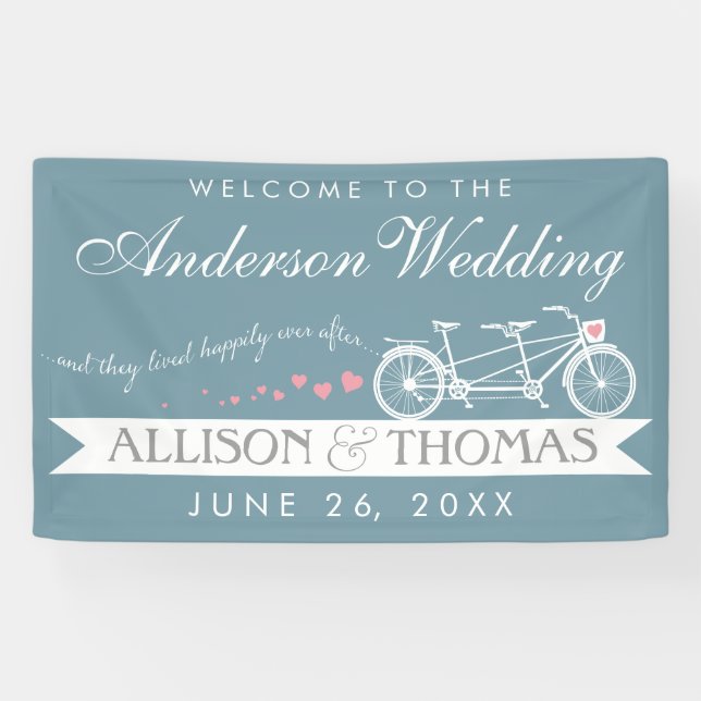 Wedding Ever After Bicycle - CHOOSE YOUR COLOR Banner (Horizontal)
