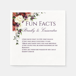 Wedding Fall Floral White Fun Facts Napkin
