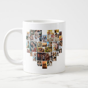 Wedding Family Anniversary Heart Photo Collage Large Coffee Mug