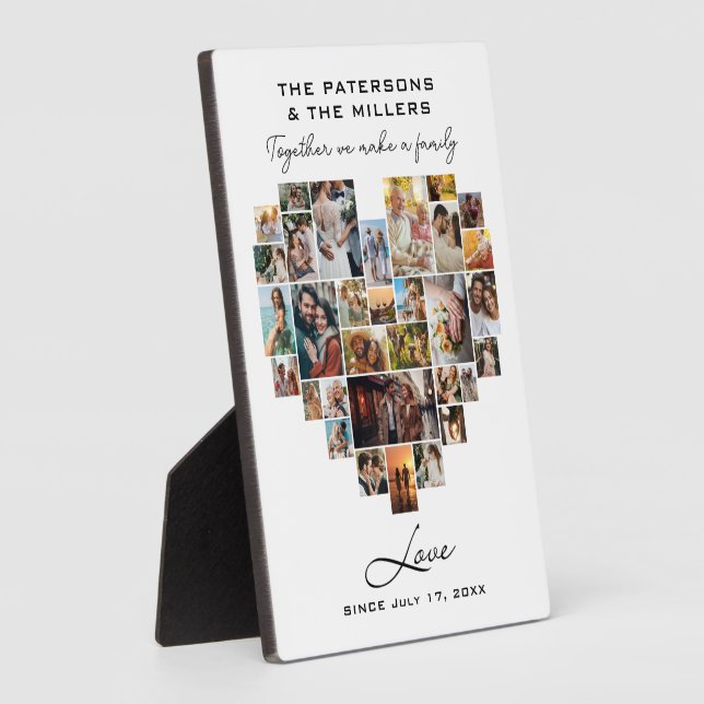 Wedding Family Anniversary Heart Photo Collage Plaque (Side)