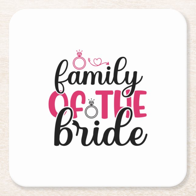 Wedding Family Of The Bride Square Paper Coaster (Front)