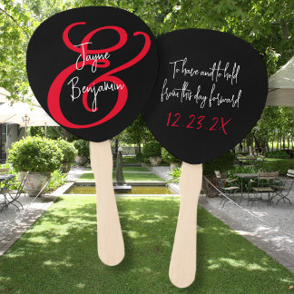 Wedding Fan Have and Hold Saying Black
