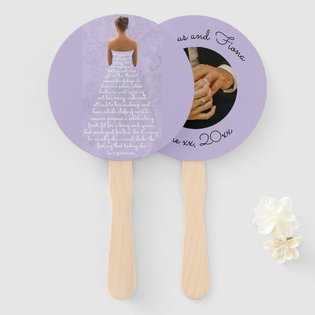Wedding fan Princess poem  (Front and Back)