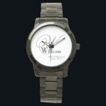 Wedding Father Of Groom Gift Monogram Name Classic Watch<br><div class="desc">Wedding Father Of The Groom Gift Monogram With Personalised Name Classic Sporty Black Keepsake Watch. Click personalise this template to customise it with the Monogram initial, the name, and the marriage date quickly and easily. Wedding Father Of Groom Gift Monogram Name Classic Watch, is part of the Parent Gifts Collection,...</div>