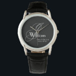 Wedding Father Of The Bride Gift Monogram Sports  Watch<br><div class="desc">Wedding Father Of The Bride Gift Monogram Modern Sports Watch. Click personalise this template to customise it with the Monogram initial, the name and the marriage date quickly and easily. Wedding Father Of The Bride Gift Monogram Sports Watch, is part of the Parent Gifts Collection in this store. 30 Day...</div>
