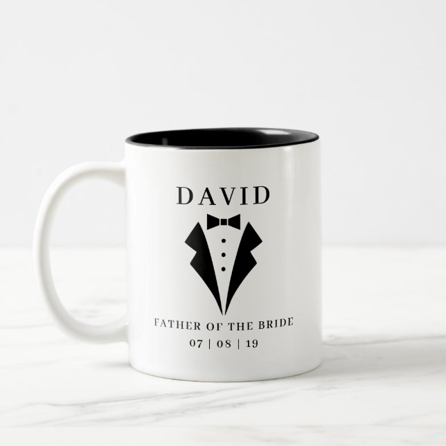 Wedding FATHER OF THE BRIDE Tuxedo Two-Tone Coffee Mug (Left)
