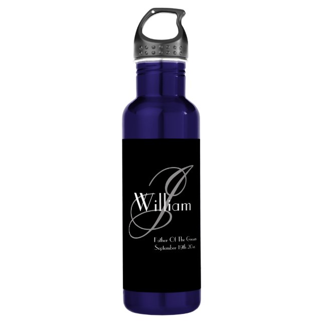 Wedding Father Of The Groom Gift Elegant Monogram  710 Ml Water Bottle (Front)