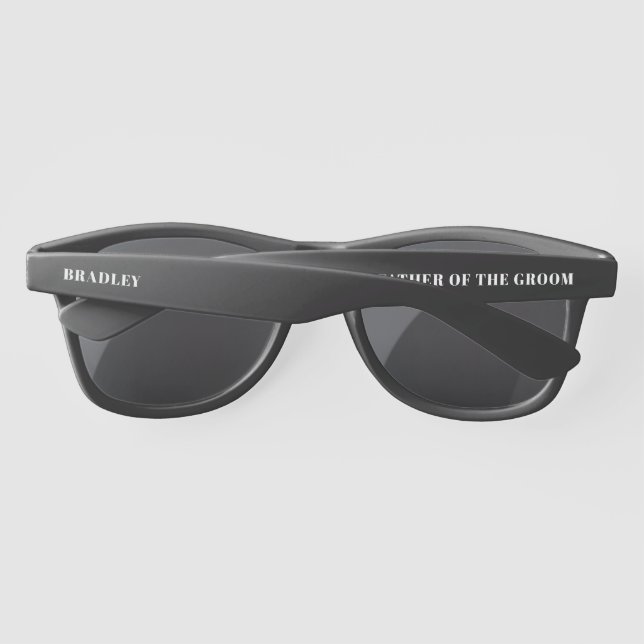 Wedding Father Of The Groom Modern Personalised Sunglasses (Back)