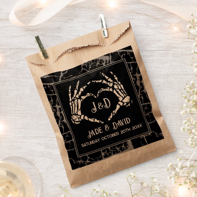 Wedding Favor Bags Skeleton Hands Heart Event (Clipped)