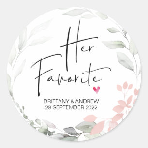 Wedding Favor Her Favorite Treat Box Cute Classic Round Sticker