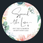 Wedding Favor Spread the Love Jam Jar Candle Classic Round Sticker<br><div class="desc">Your wedding will be a sparkling and sophisticated affair, so it is only fitting you express that sophistication in every detail of your special day right down to the smallest personalised touches. Stylish and beautiful these personalised wedding stickers are perfect for wedding favours or as envelope seals on your engagement,...</div>