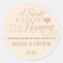 WEDDING FAVOR STICKER rose gold Sweet ending