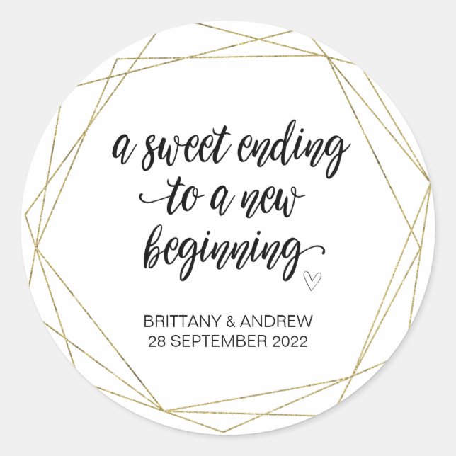 Wedding Favor Treat Bag Jam Jar Sweet Beginning Cl Classic Round Sticker (Front)