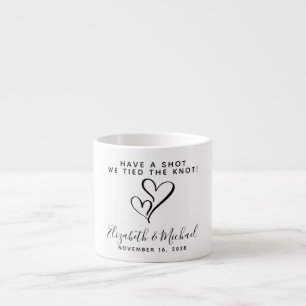 Wedding Favor We Tied The Knot Hearts Espresso Cup