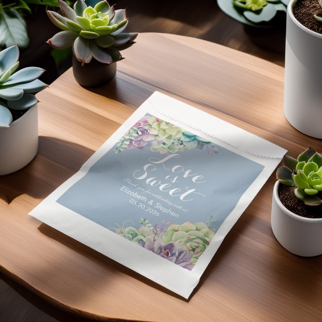 Wedding Favour Bag Chic Watercolor Succulent (Creator Uploaded)