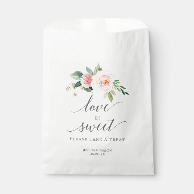 Wedding Favour Bag Love is Sweet Blushing Blooms (Front)