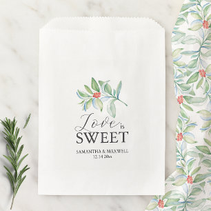 Wedding Favour Bags Love Is Sweet Botanical Leaves