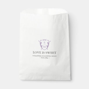 Wedding Favour Bags Monogram Lilac Purple