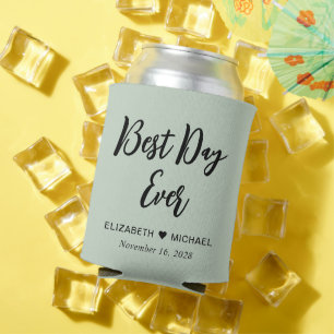 Wedding Favour Best Day Ever Sage Can Cooler