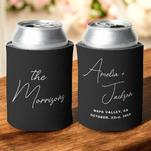 Wedding Favour Black White Modern Minimalist Names Can Cooler