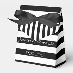 Wedding Favour Box, Black & White Stripes Favour Box
