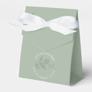 Wedding Favour Box Classy Dusty Green Leaves