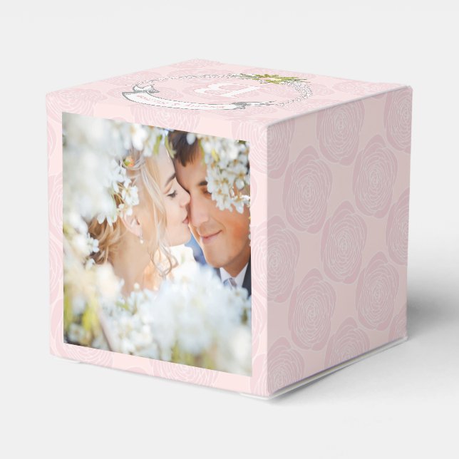 Wedding Favour Box Your Photos Monogram Names (Back Side)