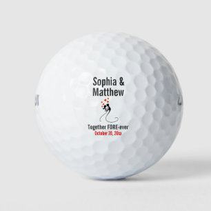 Wedding Favour Bride Groom Cute Couple Silhouette Golf Balls