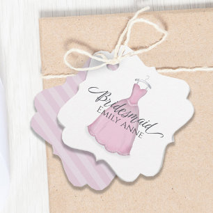Wedding Favour Bridesmaid Vintage Pink Dress Custo Tags