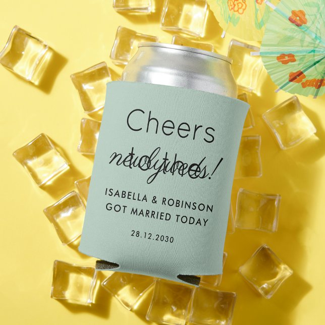 Wedding Favour Cheers to the Newlyweds! Sage Green Can Cooler (Creator Uploaded)