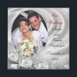 Wedding Favour diamonds photo Magnet<br><div class="desc">Wedding Favour diamonds photo Magnet. Image and illustration composition for elegant formal wedding, anniversary or engagement party template The text is fully customisable. Add your information or change it completely. Select a different font and colour. Template can be used for any special occasion. Simply change the text to suit your...</div>