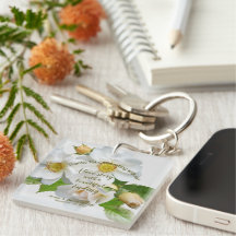 Wedding Favour Elegant Roses Full Bloom Keychain