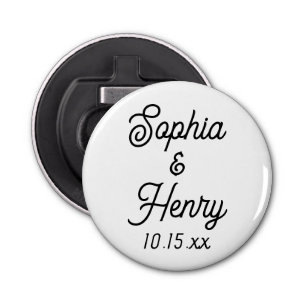 Wedding Favour Elegant Script Black Typography Bottle Opener