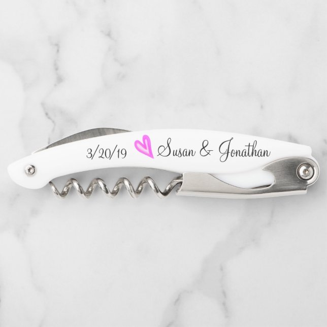 Wedding Favour Gift Bride Groom Heart Married Corkscrew (Back)