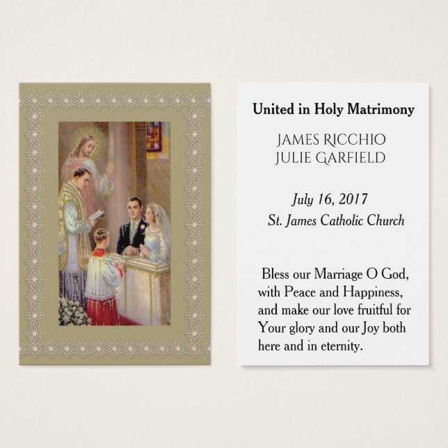 Wedding Favour Holy Card Bride Groom (Front & Back)